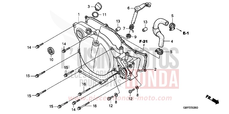 KURBELGEHAEUSEABDECKUNG von CR85R "Big Wheel" EXTREME RED (R292) von 2007